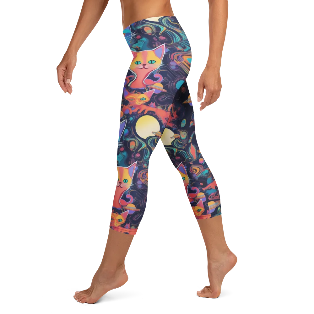 Orbiting Prowlers on Capri Leggings — Left
