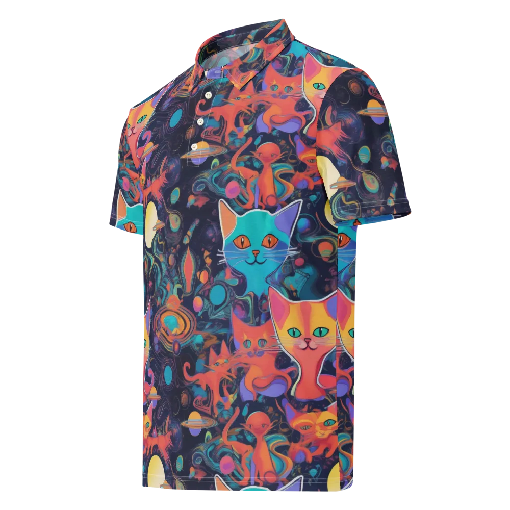 Orbiting Prowlers on Men's Slim Fit Polo Shirt — Left Front