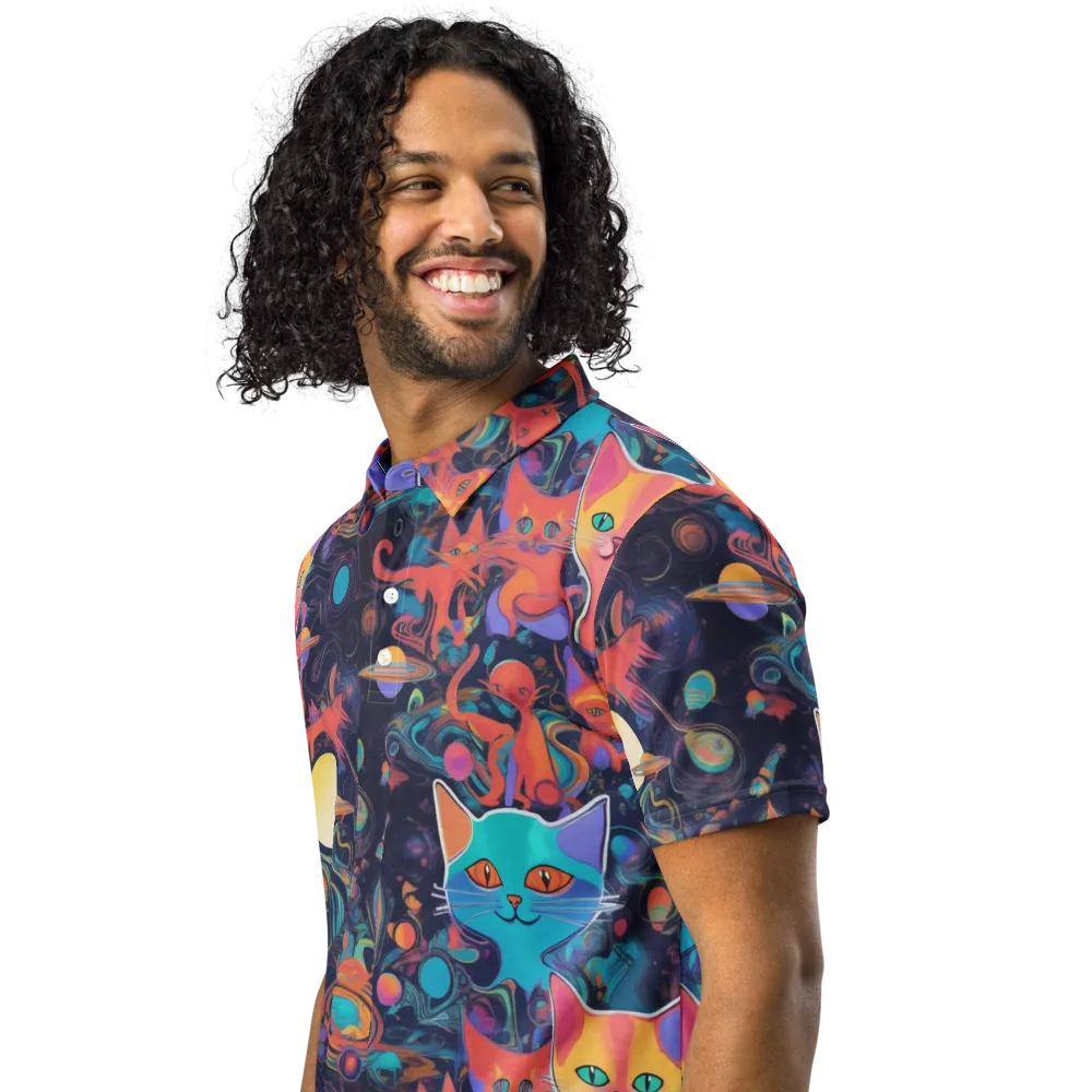 Orbiting Prowlers on Men's Slim Fit Polo Shirt — Left Front