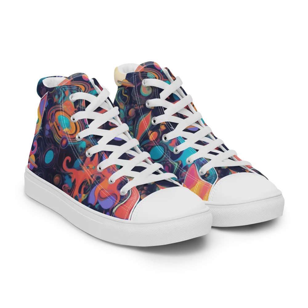 Orbiting Prowlers on Men's High Top Canvas Shoes — Right Front