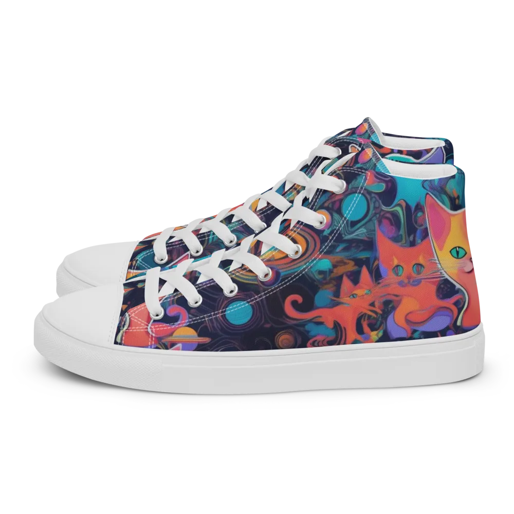 Orbiting Prowlers on Men's High Top Canvas Shoes — Left