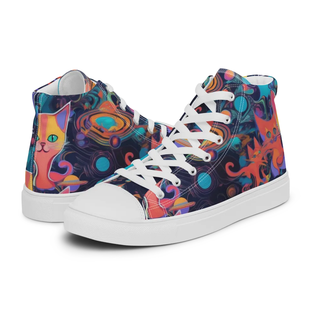 Orbiting Prowlers on Men's High Top Canvas Shoes — Left