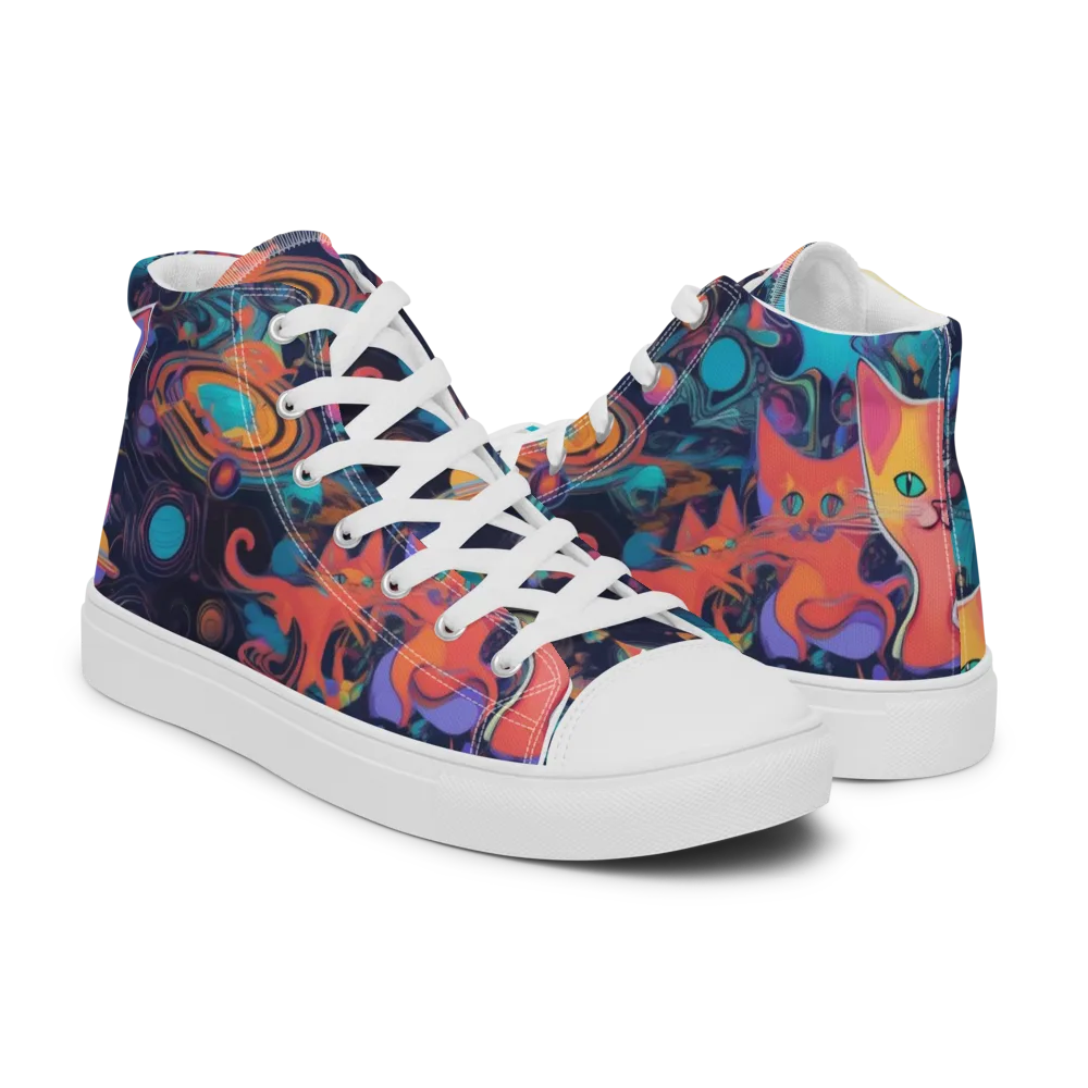 Orbiting Prowlers on Men's High Top Canvas Shoes — Right