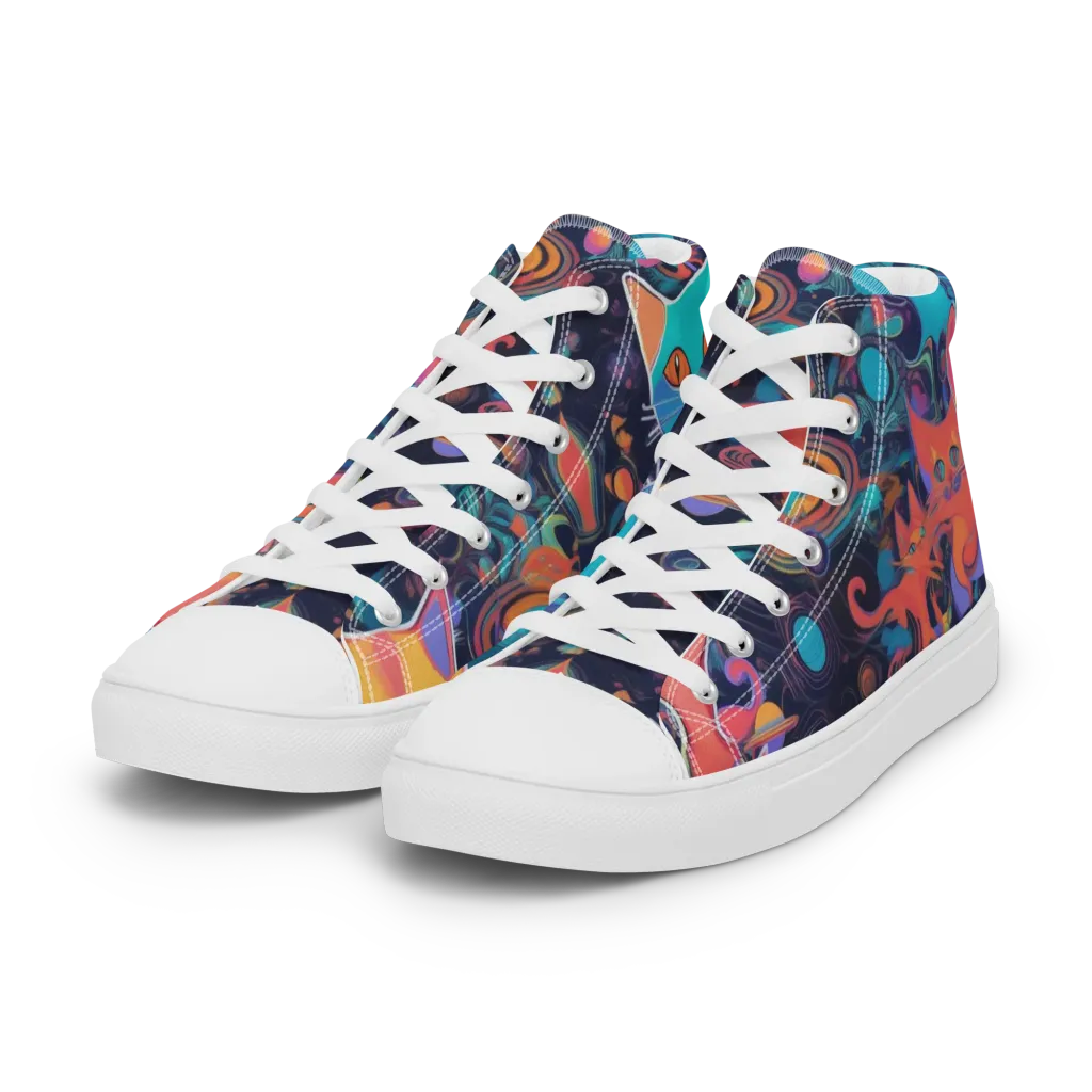 Orbiting Prowlers on Women's High Top Canvas Shoes — Left Front
