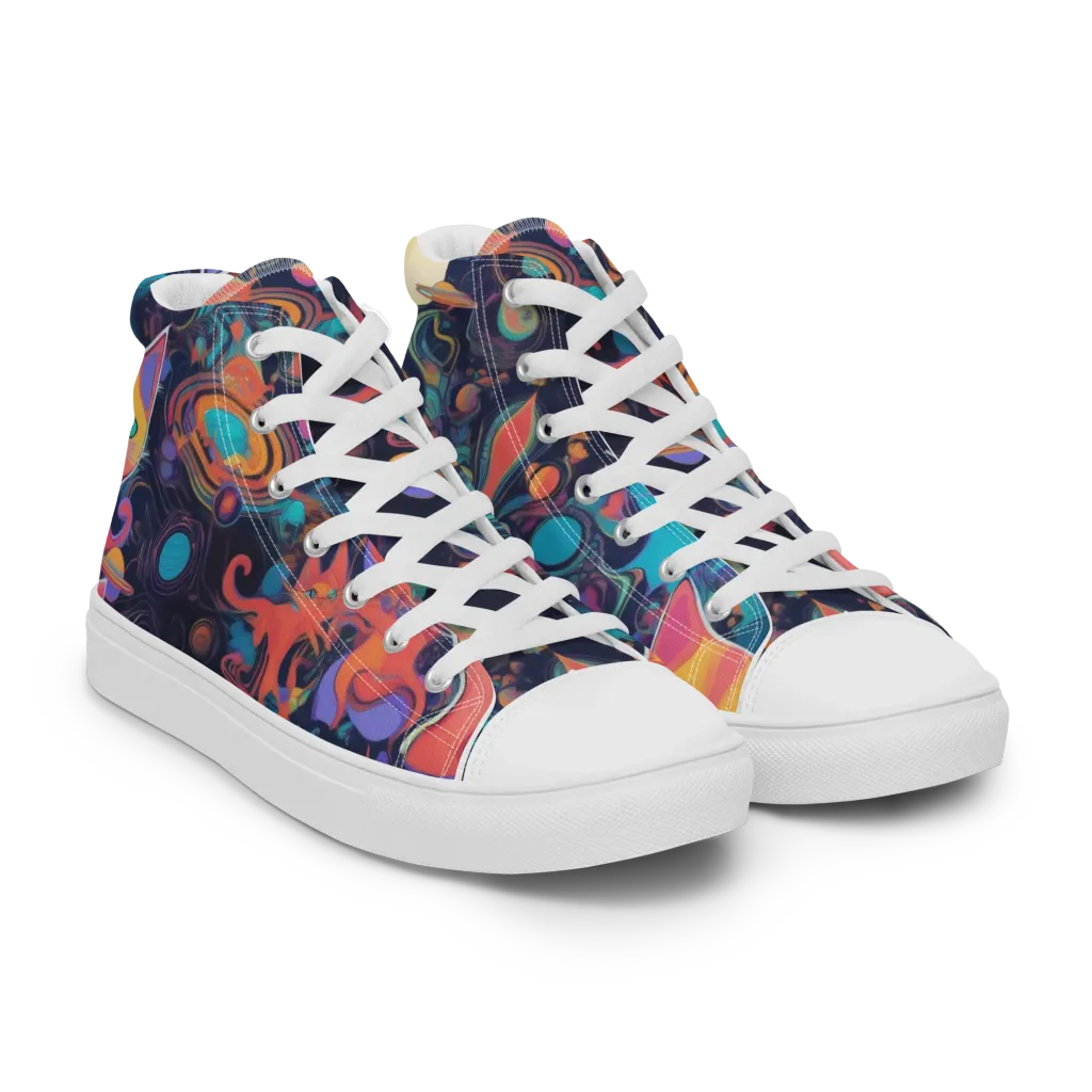 Orbiting Prowlers on Women's High Top Canvas Shoes — Right Front