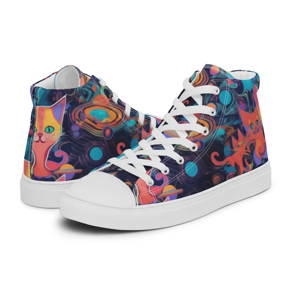 Orbiting Prowlers on Women's High Top Canvas Shoes — Left