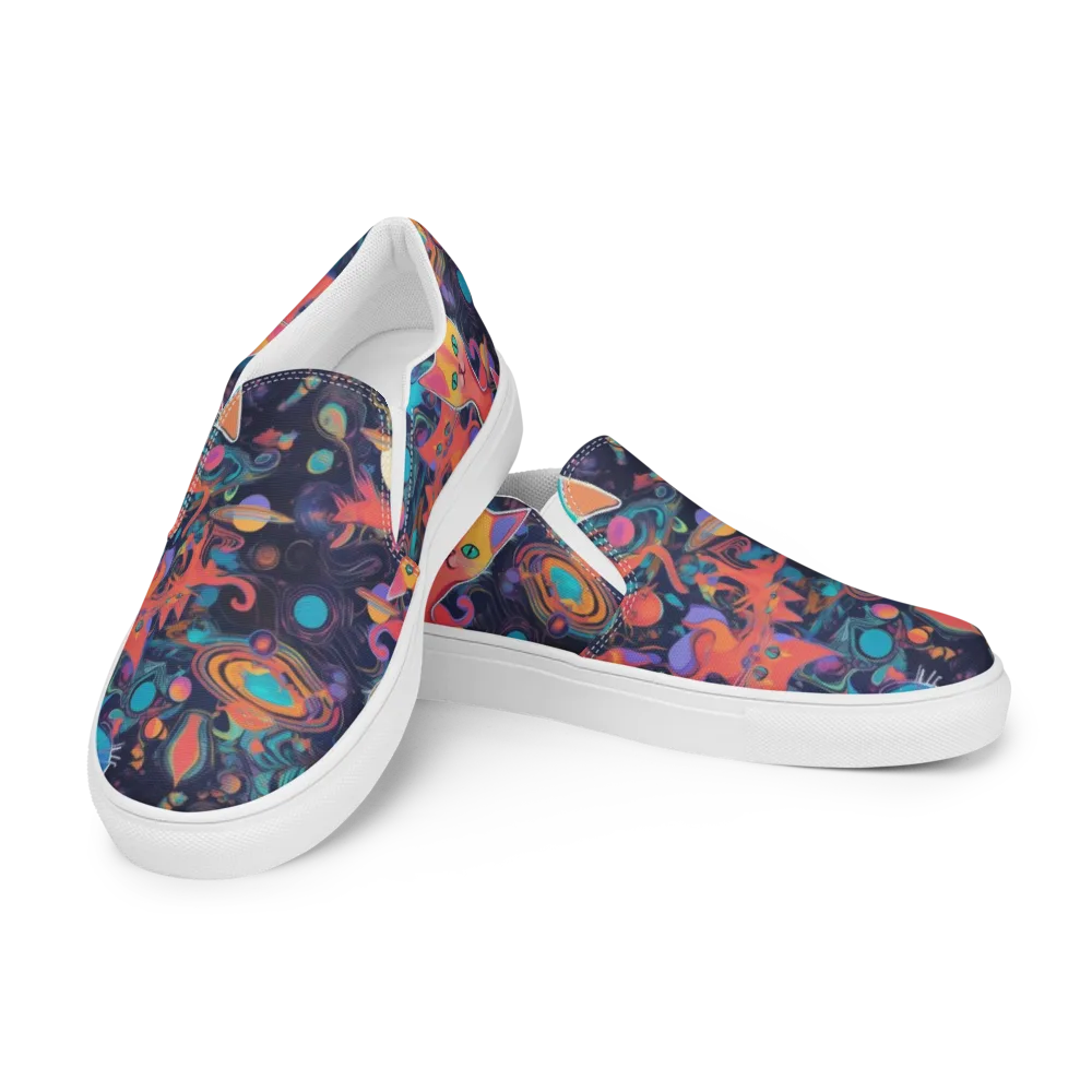 Orbiting Prowlers on Men's Slip-On Canvas Shoes — Left Front