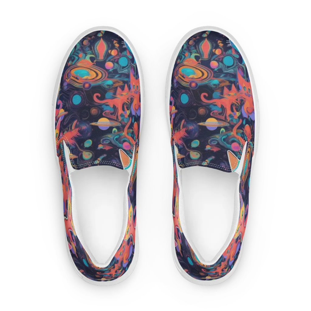 Orbiting Prowlers on Women's Slip-On Canvas Shoes — Front
