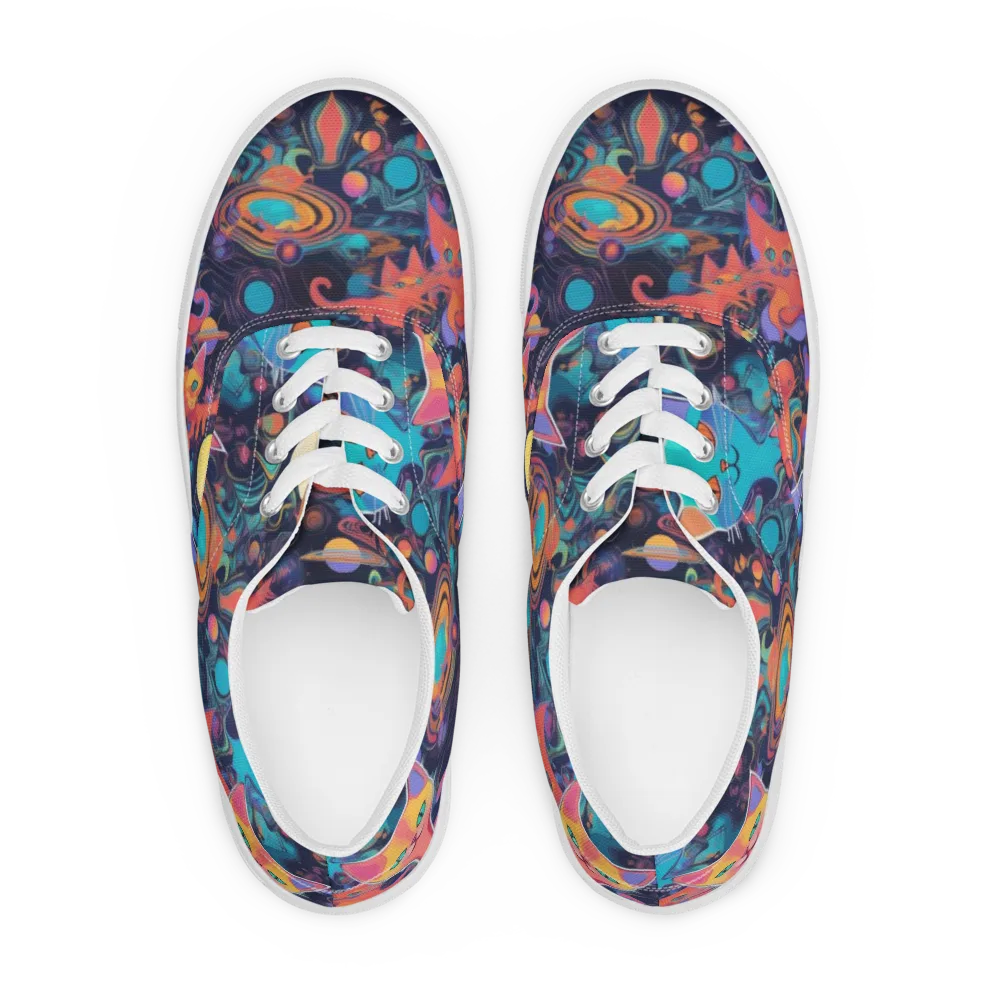 Orbiting Prowlers on Men's Lace-Up Canvas Shoes — Front