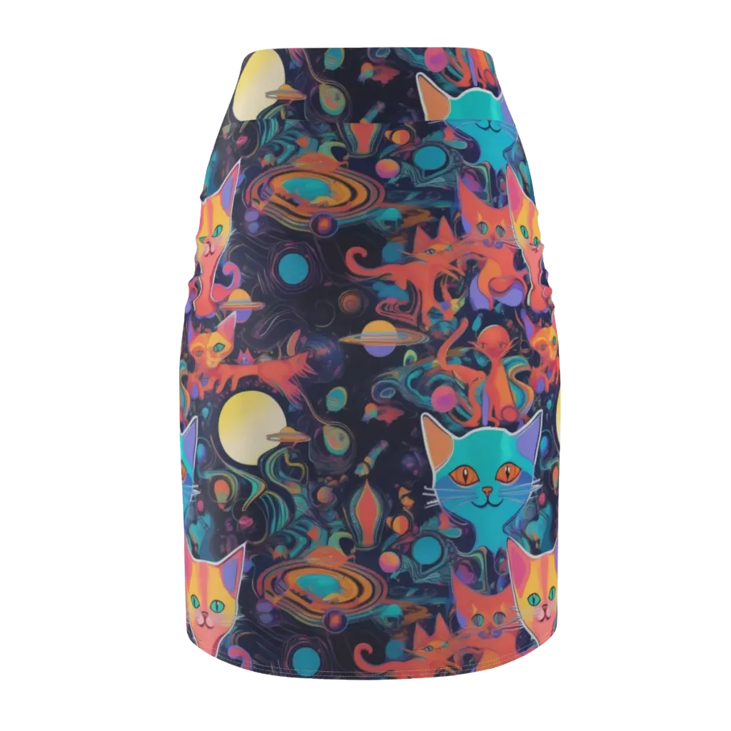 Orbiting Prowlers on Pencil Skirt — Back