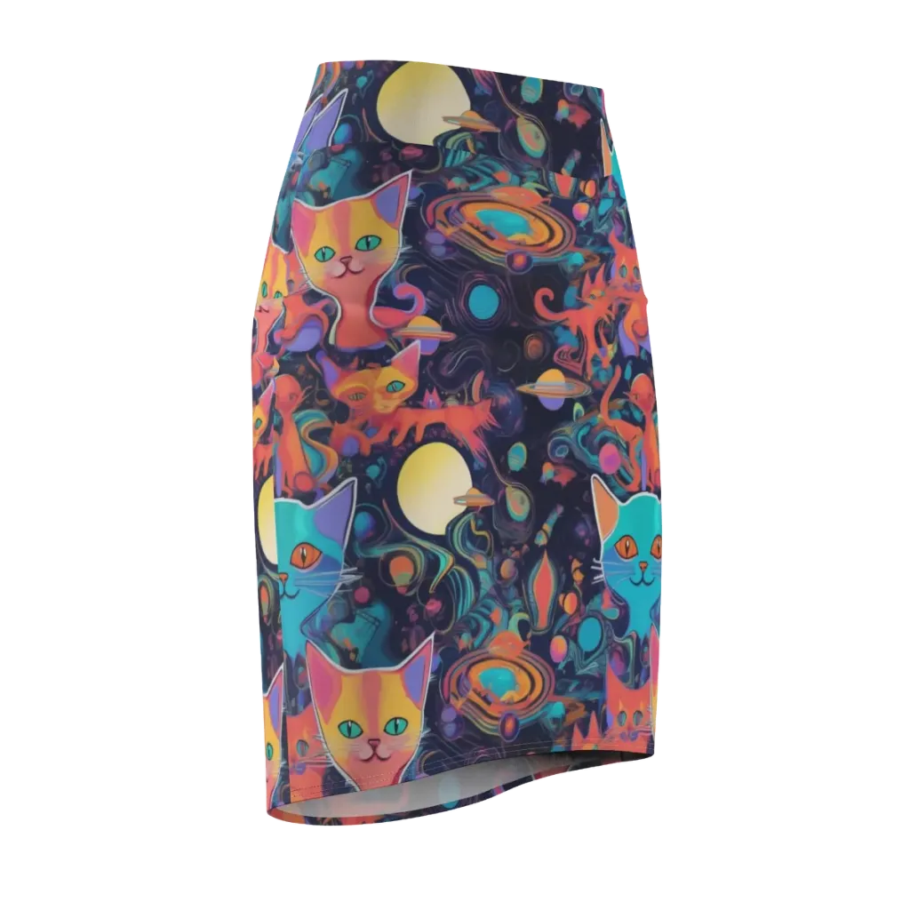 Orbiting Prowlers on Pencil Skirt — Front Side
