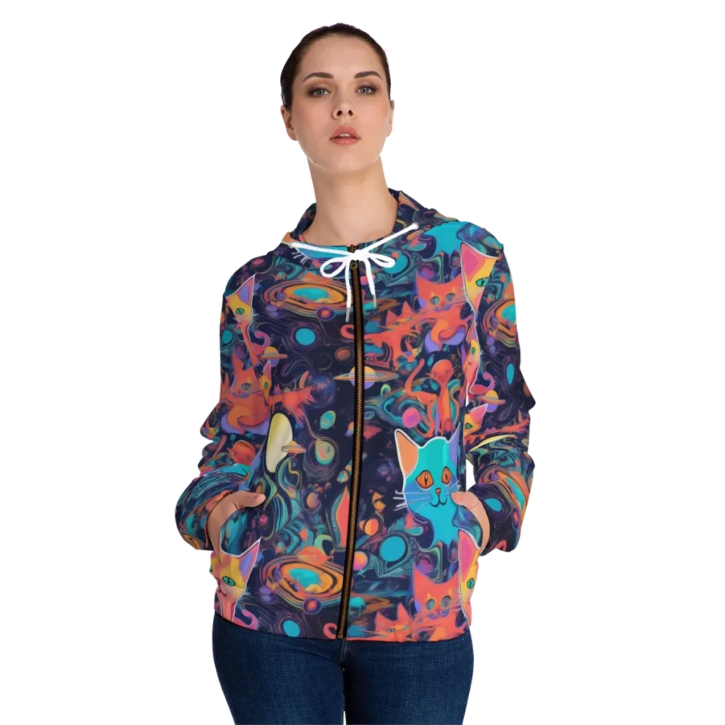 Orbiting Prowlers on Women's Full-Zip Hoodie — Front On Person
