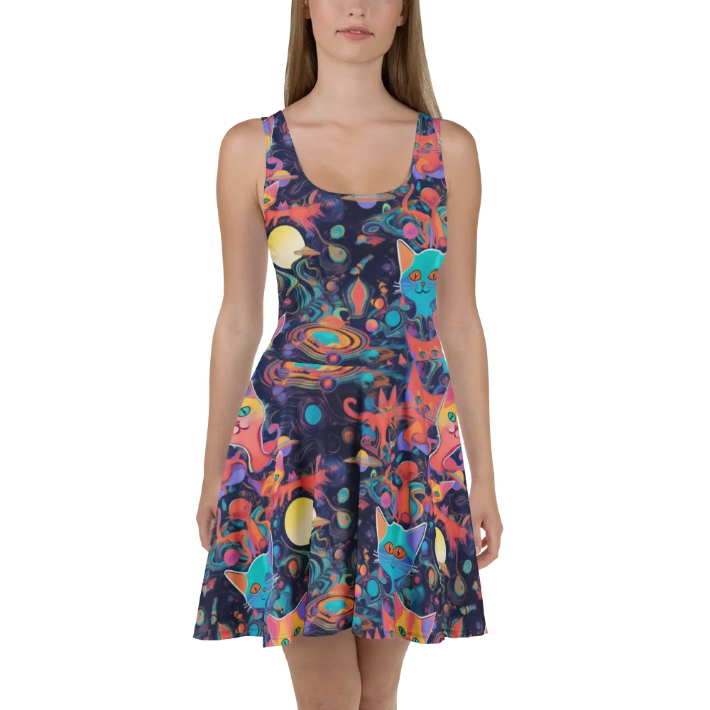 Orbiting Prowlers on Skater Dress — Front