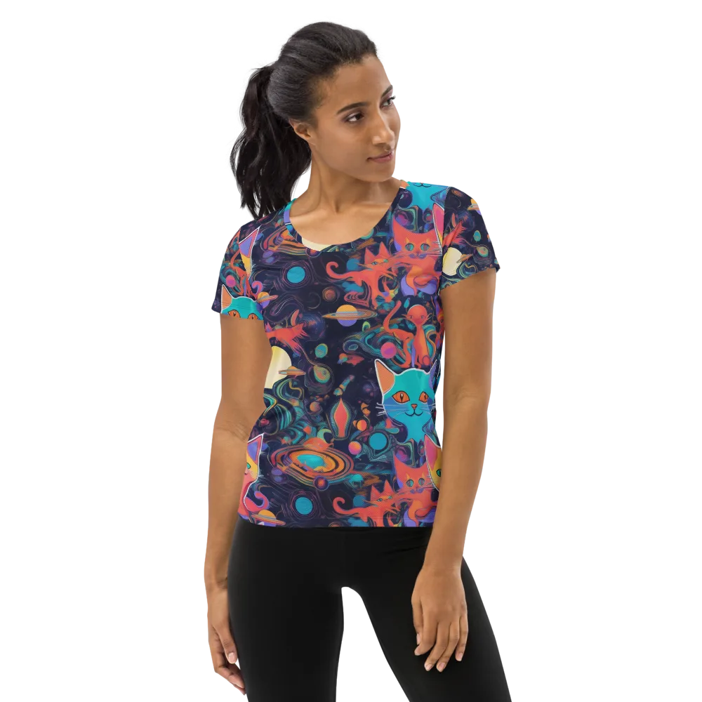 Orbiting Prowlers on Women's Athletic T-Shirt — Front