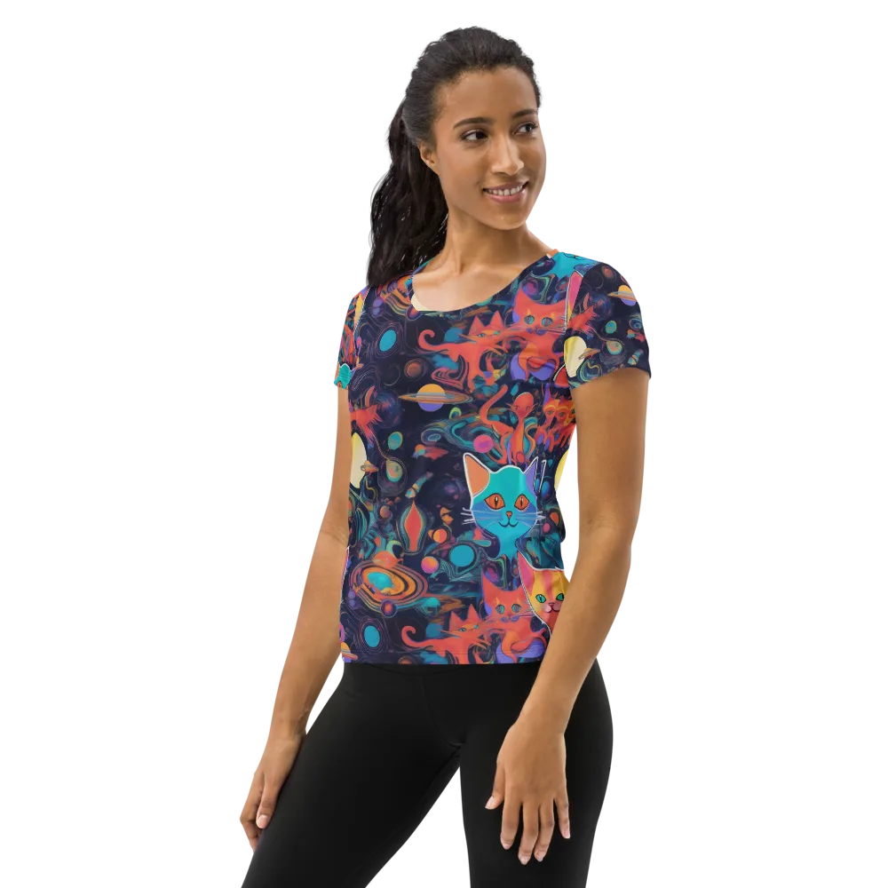 Orbiting Prowlers on Women's Athletic T-Shirt — Left
