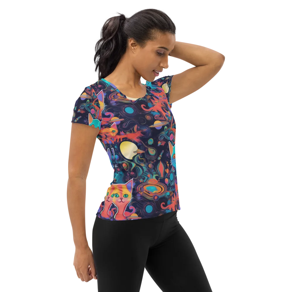 Orbiting Prowlers on Women's Athletic T-Shirt — Right