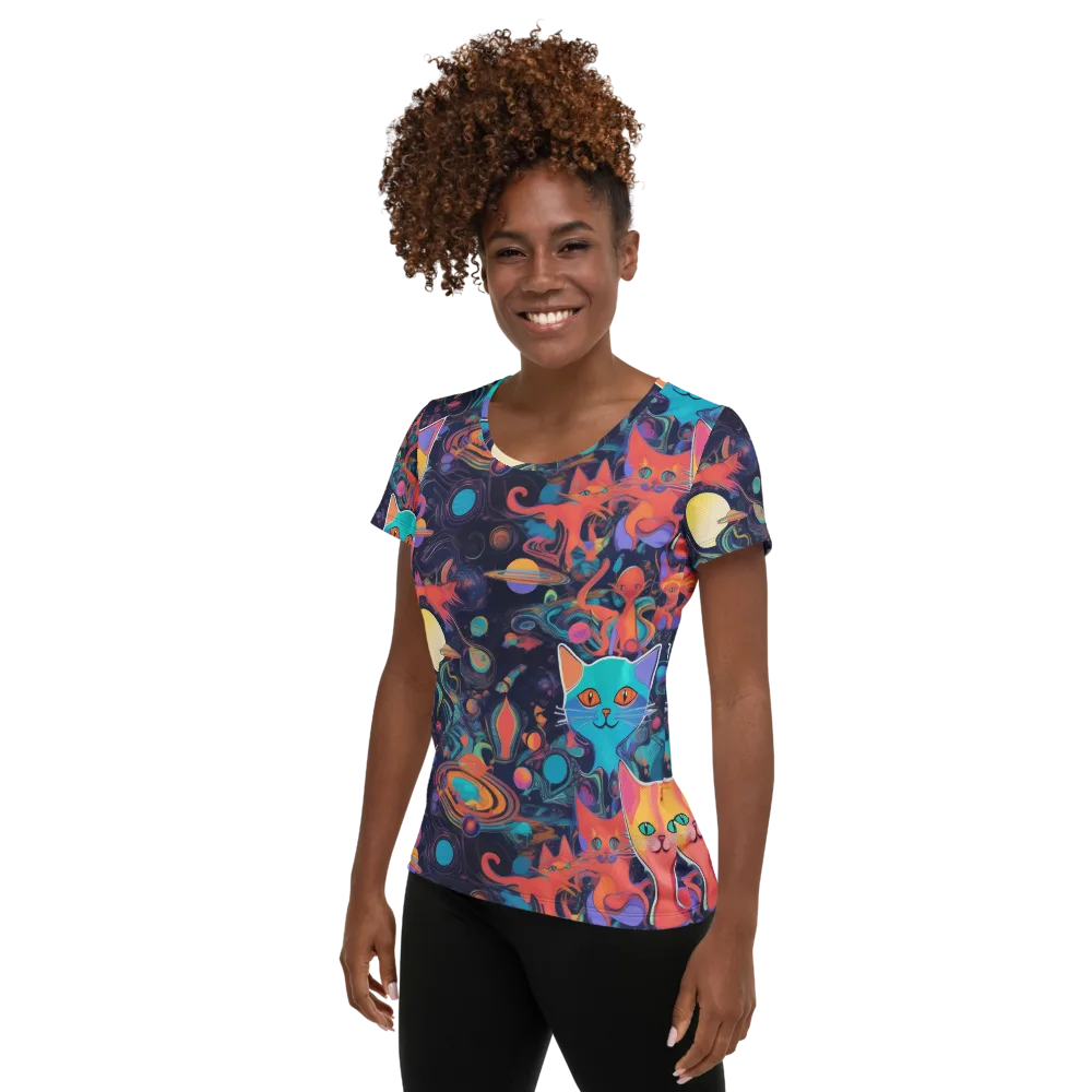 Orbiting Prowlers on Women's Athletic T-Shirt — Left