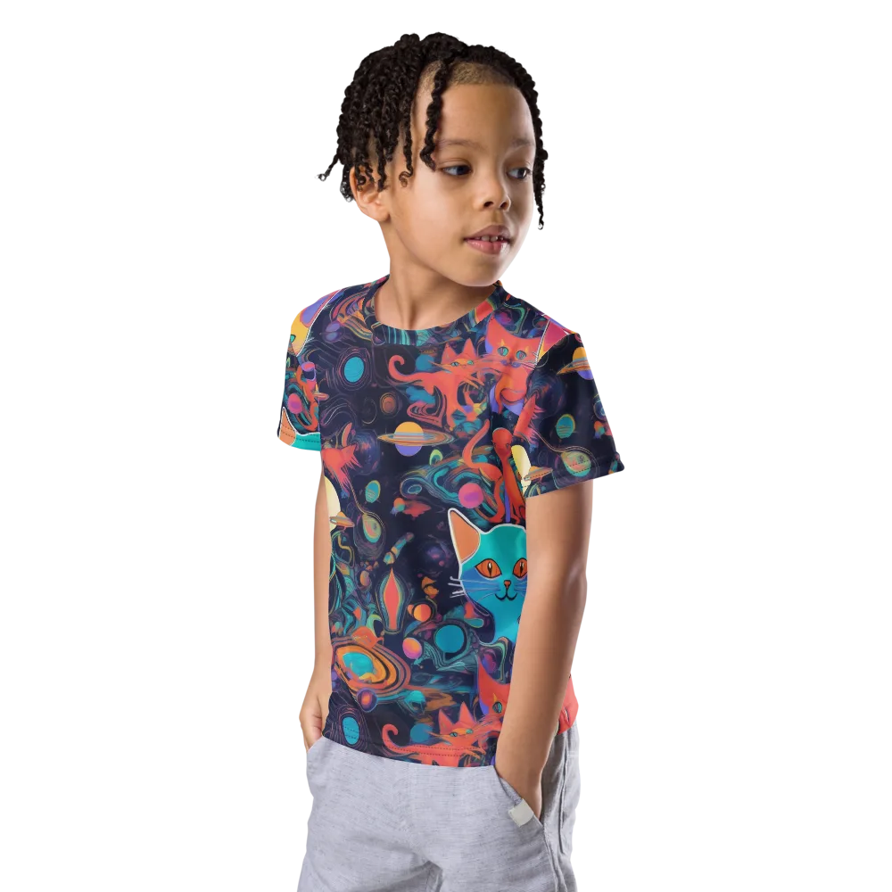 Orbiting Prowlers on Kids Crew Neck T-Shirt — Left Front