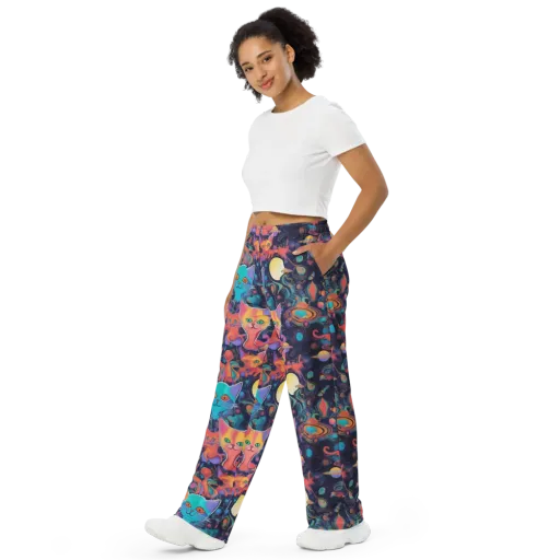 Orbiting Prowlers on a Wide-Leg Pants