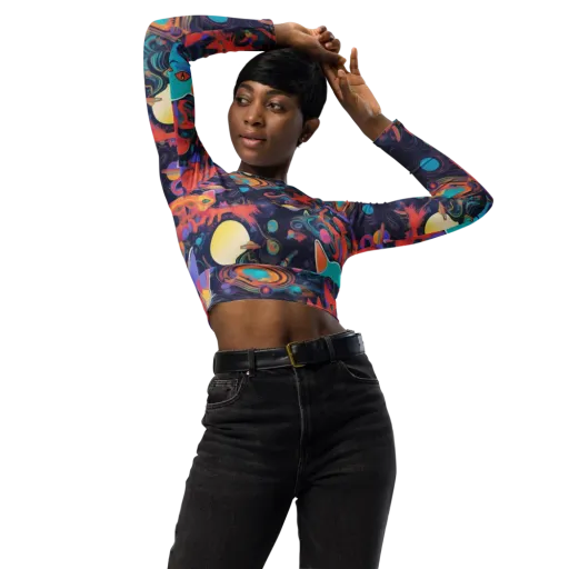 Orbiting Prowlers on a Long Sleeve Crop Top