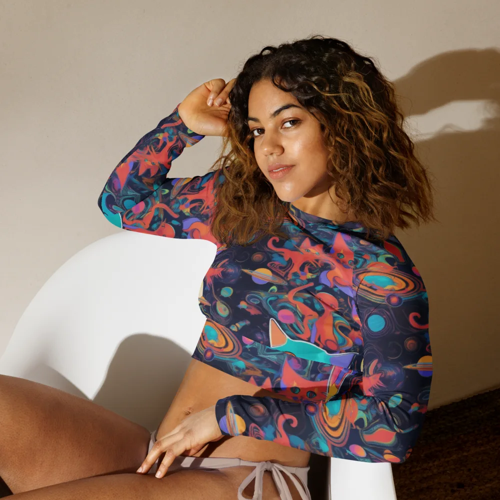 Orbiting Prowlers on Long Sleeve Crop Top — Left Front