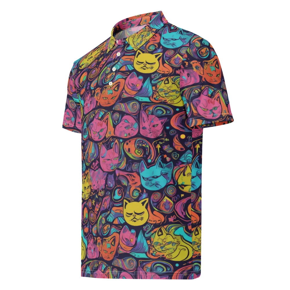 Moonlit Meow on Men's Slim Fit Polo Shirt — Left Front