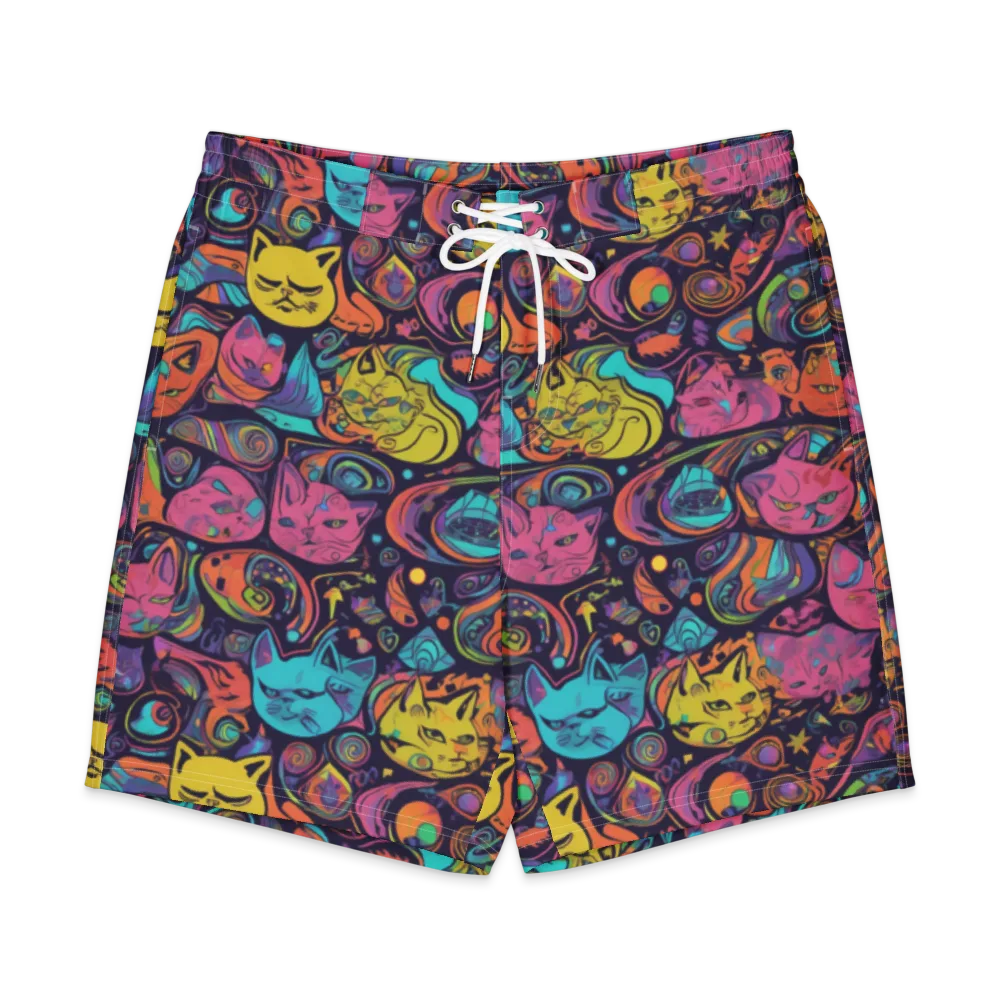 Moonlit Meow on Men's Board Shorts — Front