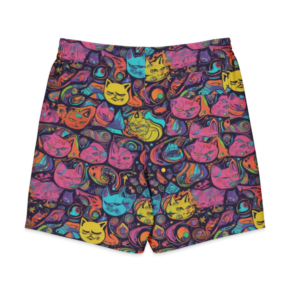 Moonlit Meow on Men's Board Shorts — Back