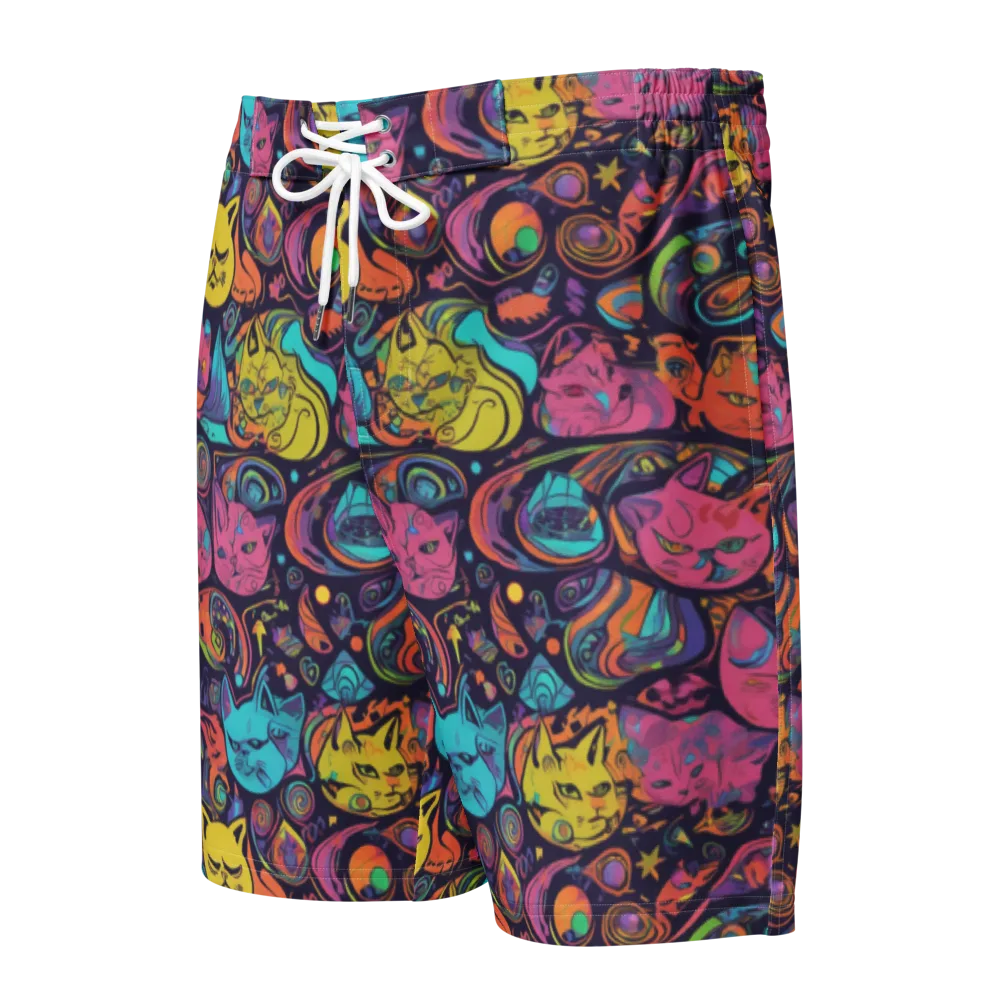 Moonlit Meow on Men's Board Shorts — Front