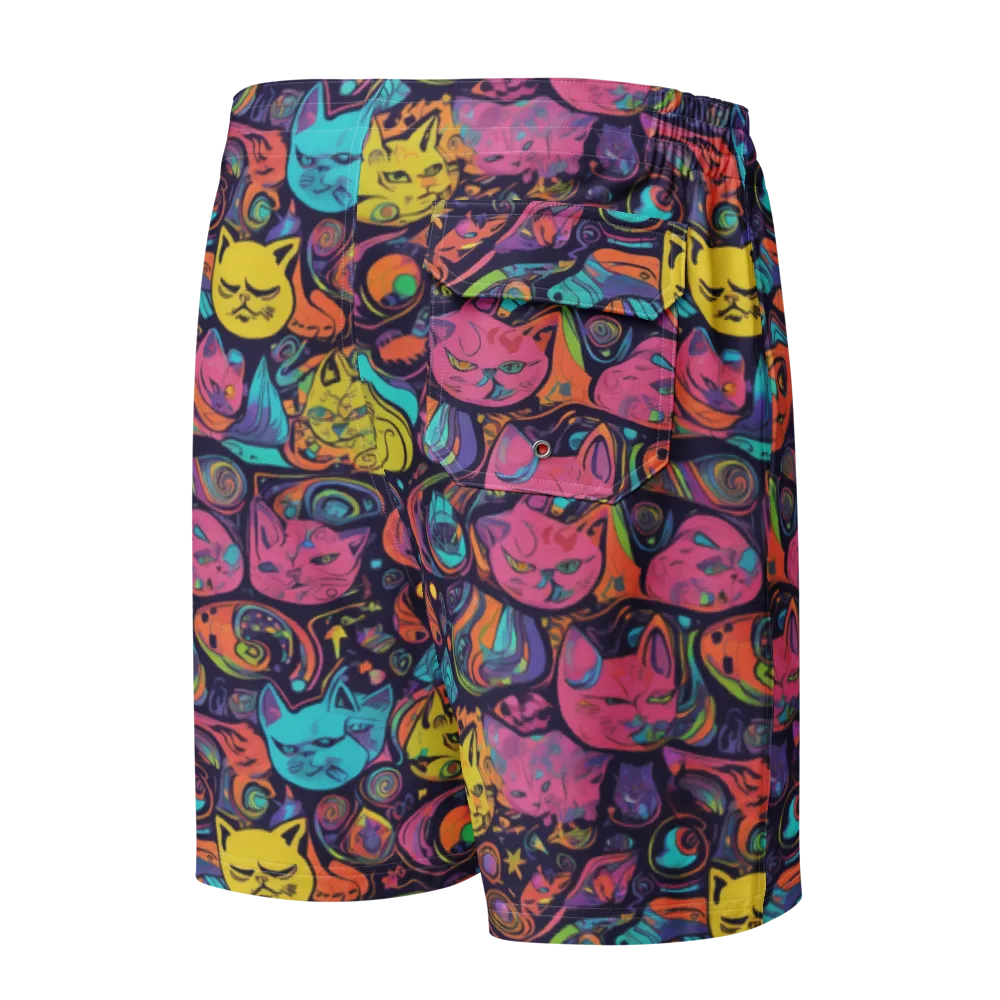 Moonlit Meow on Men's Board Shorts — Back