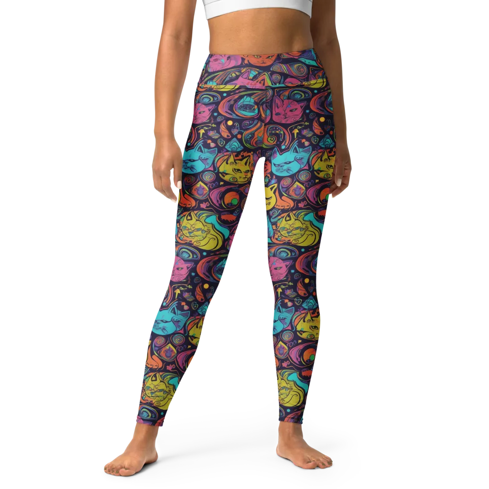 Moonlit Meow on Yoga Leggings — Front