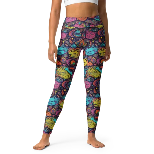 Moonlit Meow on a Yoga Leggings