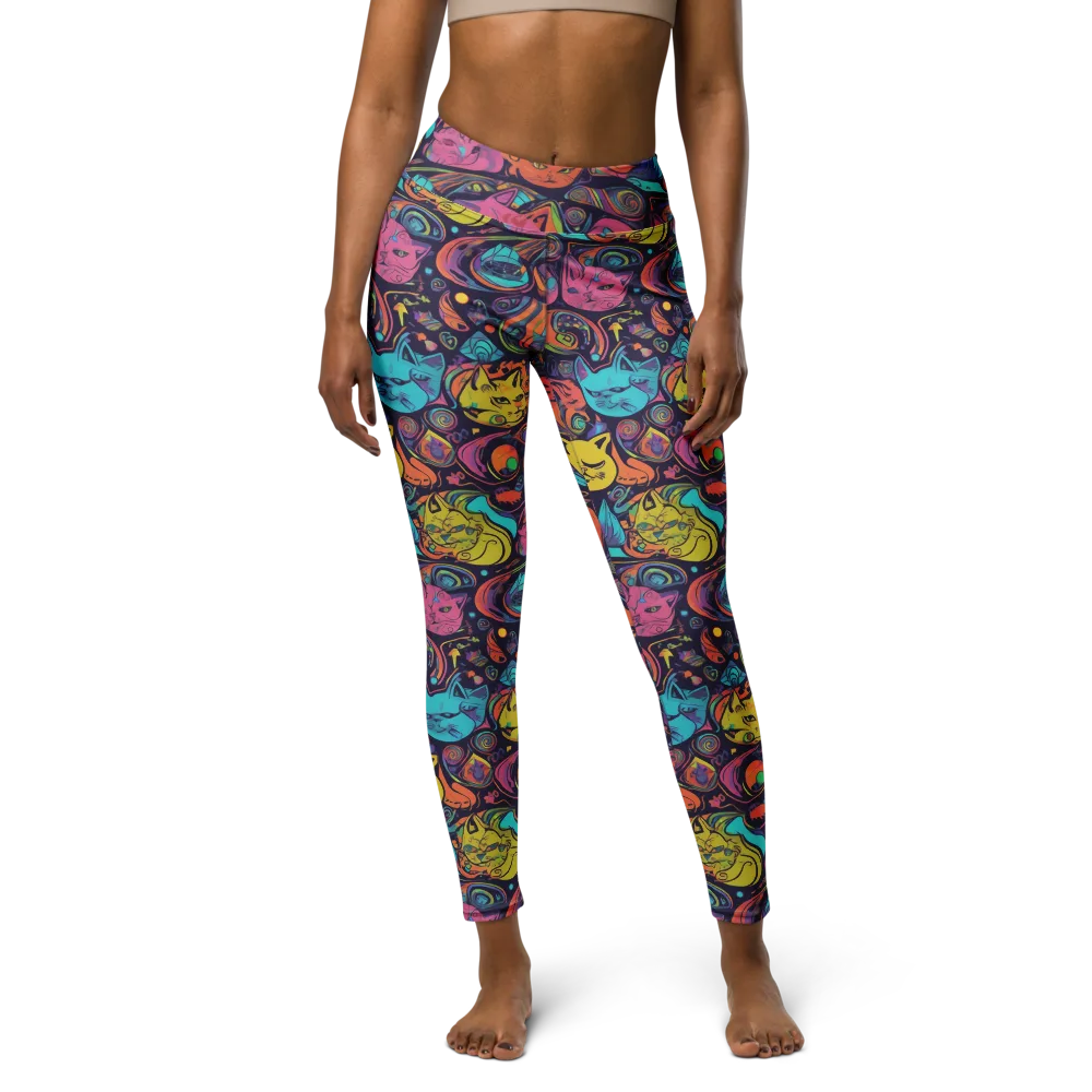 Moonlit Meow on Yoga Leggings — Front