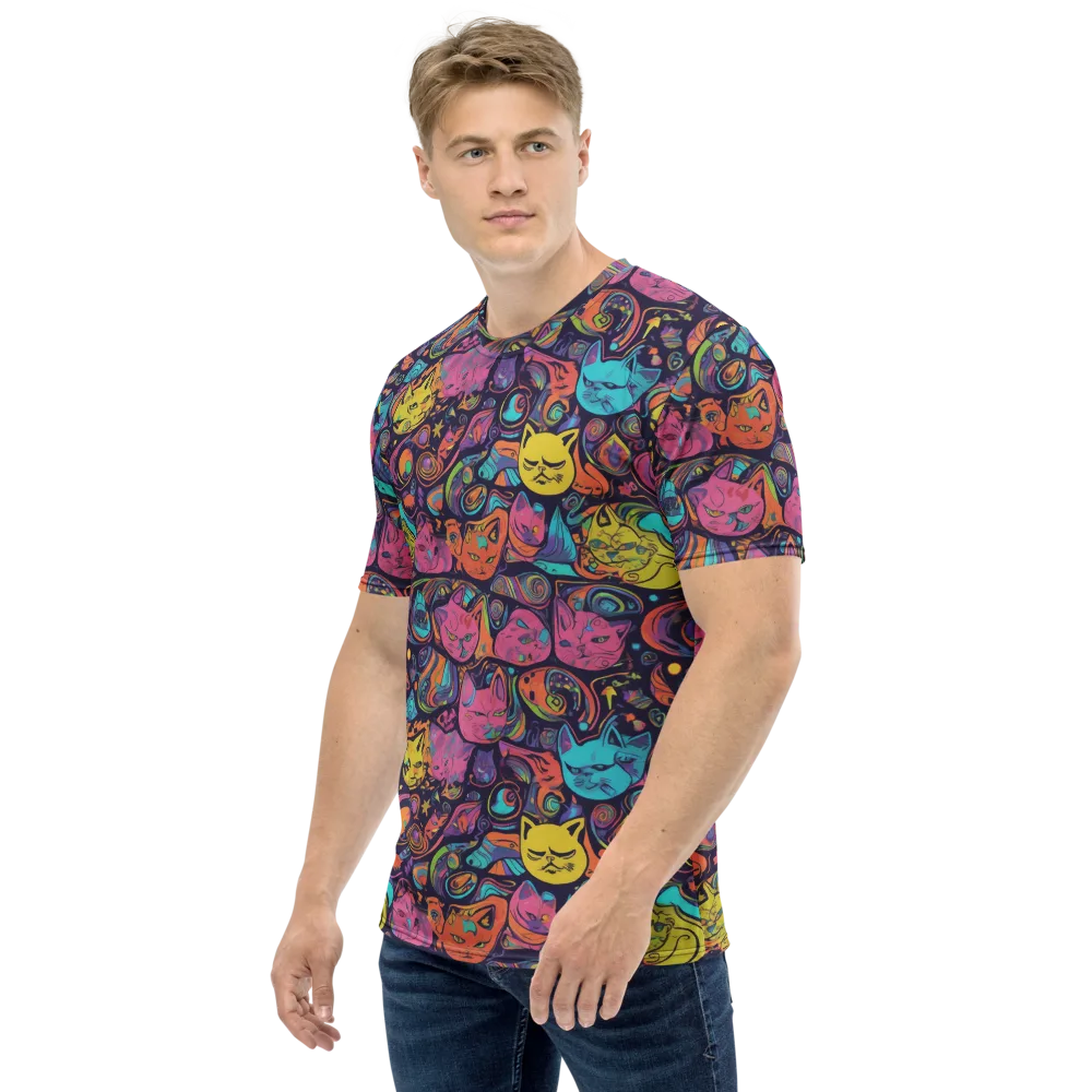 Moonlit Meow on Men's Crew Neck T-Shirt — Left