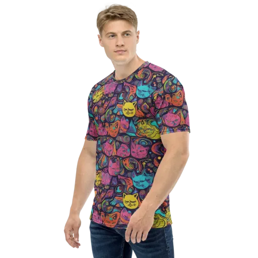 Moonlit Meow on a Men's Crew Neck T-Shirt