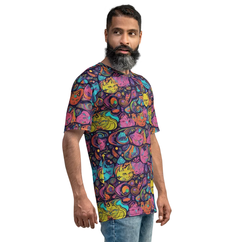 Moonlit Meow on Men's Crew Neck T-Shirt — Right