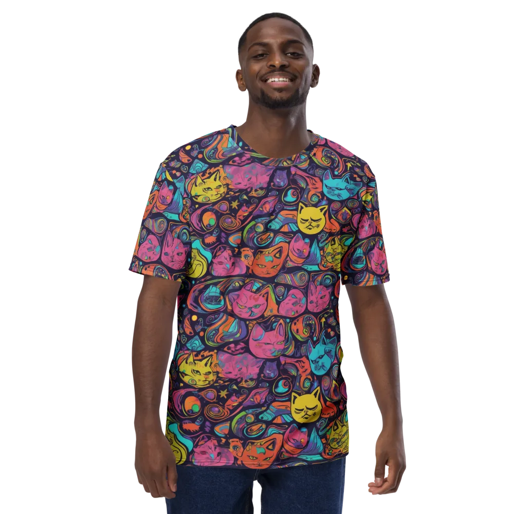 Moonlit Meow on Men's Crew Neck T-Shirt — Front