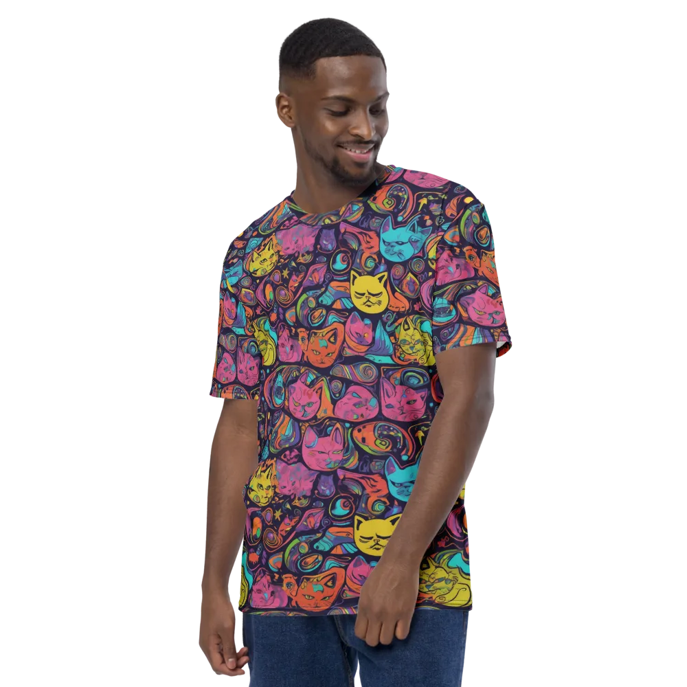Moonlit Meow on Men's Crew Neck T-Shirt — Left