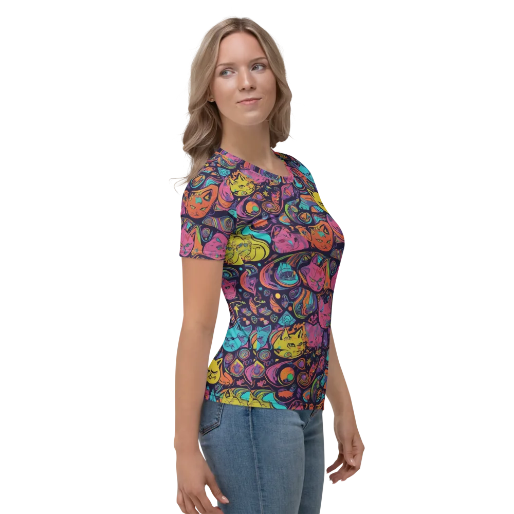 Moonlit Meow on Women's Crew Neck T-Shirt — Right