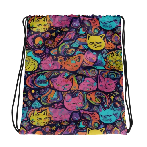 Moonlit Meow on a Drawstring Bag