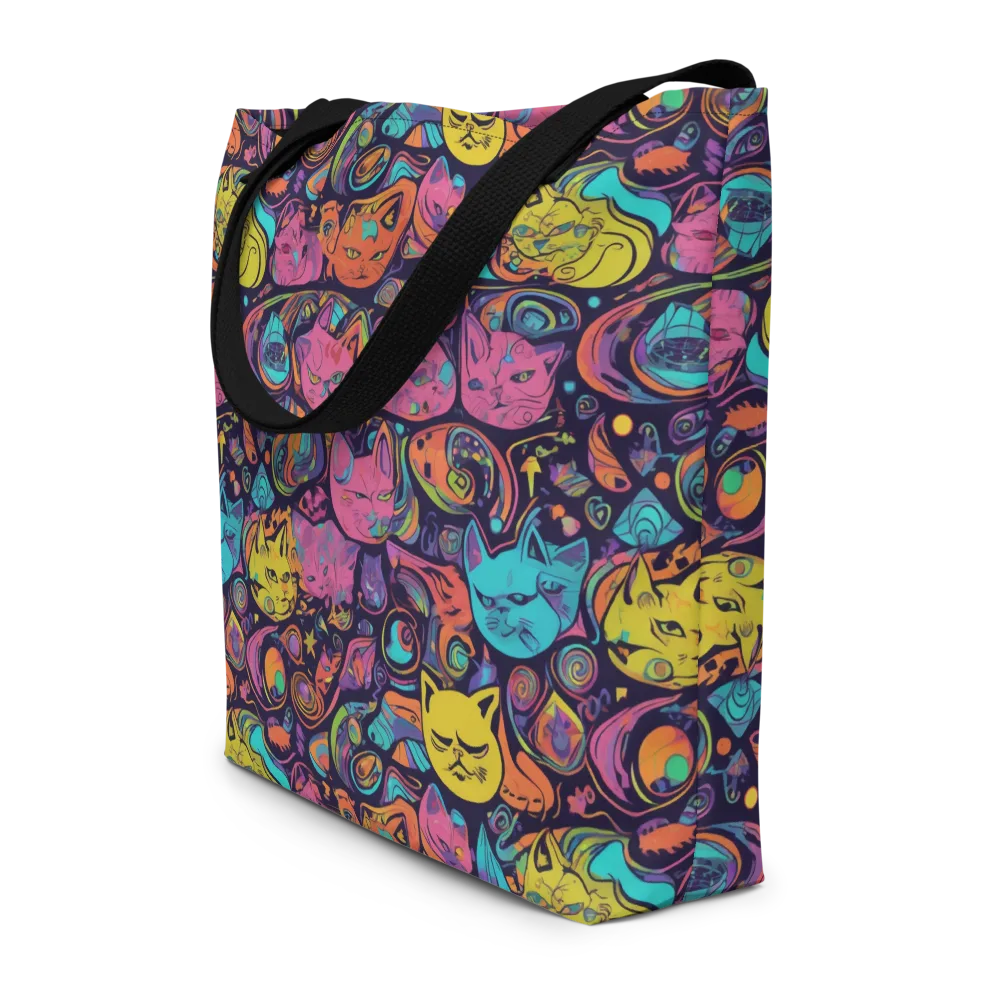 Moonlit Meow on Large Tote Bag W/ Pocket — Front