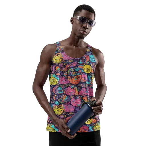 Moonlit Meow on a Men's Tank Top