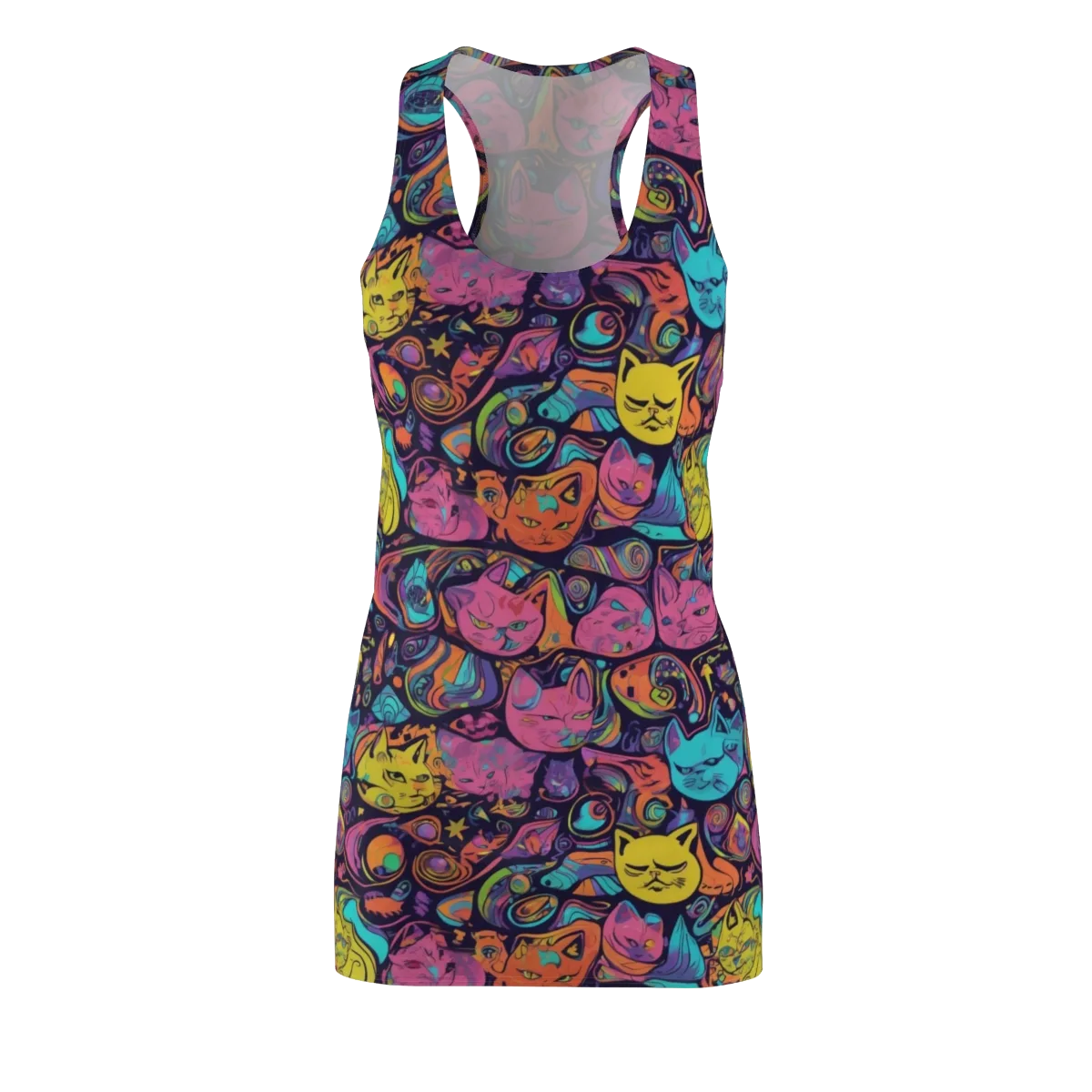 Moonlit Meow on Racerback Dress — Front