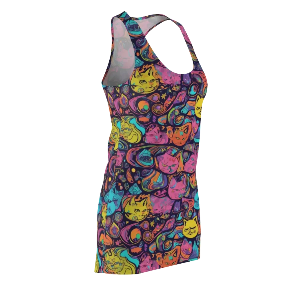 Moonlit Meow on Racerback Dress — Front Side