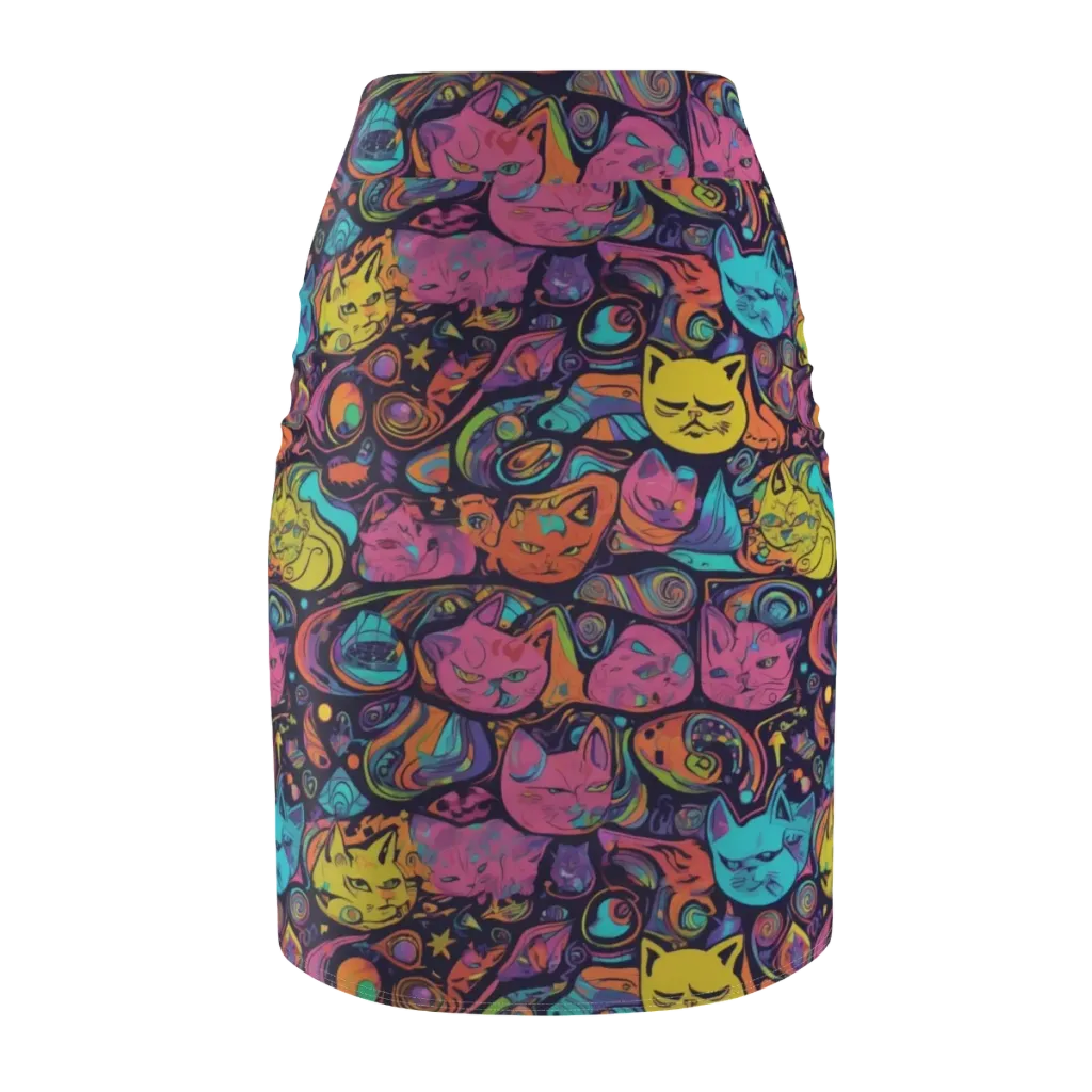 Moonlit Meow on Pencil Skirt — Back