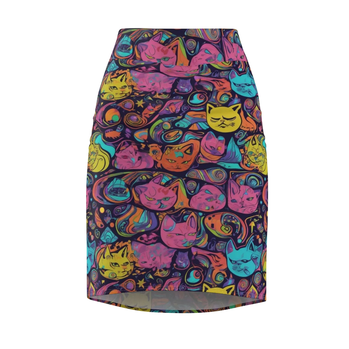 Moonlit Meow on Pencil Skirt — Front