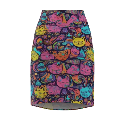 Moonlit Meow on a Pencil Skirt