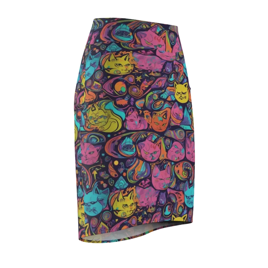 Moonlit Meow on Pencil Skirt — Front Side