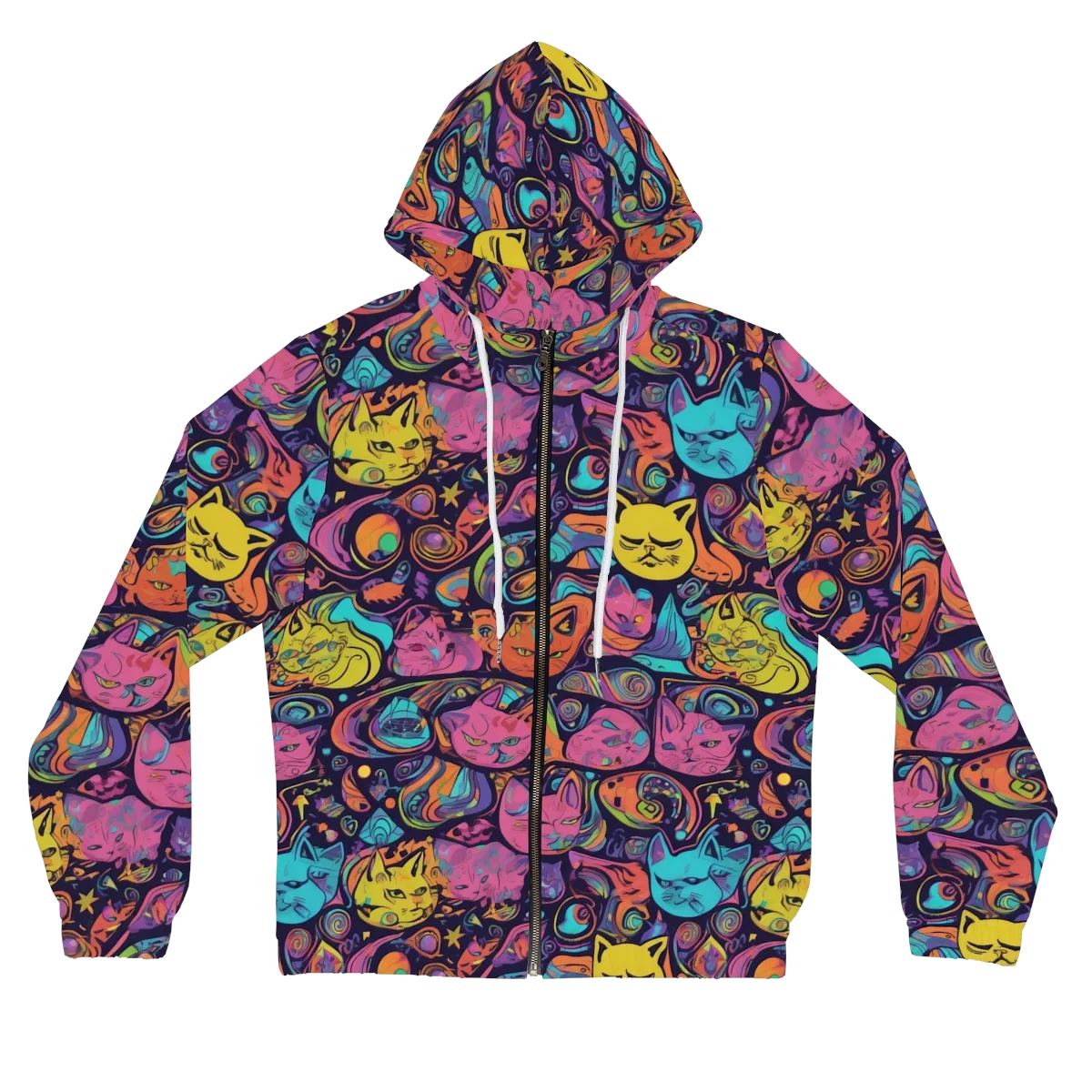 Moonlit Meow on Women's Full-Zip Hoodie — Front