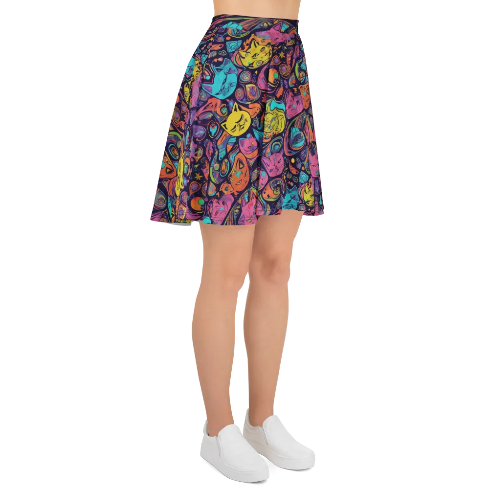 Moonlit Meow on Skater Skirt — Right